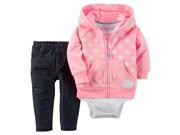 Carters Baby Clothing Outfit Girls 3 Piece Cardigan Set Pink White Dot 6M