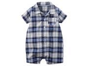 Carters Baby Clothing Outfit Girls Plaid Button Front Romper Navy Blue 6M