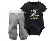 Carters Baby Clothing Outfit Boys 2 Piece Bodysuit Pant Set To the Moon Black NB