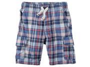 Carters Little Boys Plaid Canvas Cargo Shorts Red 2T