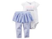 Carters Baby Clothing Outfit Girls 2 Piece Bodysuit Tutu Pant Set Sweet Princess Blue 24M