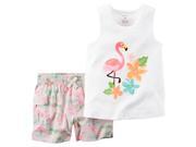 Carters Baby Clothing Outfit Girls 2 Piece Tank Short Set Flamingo Pink 3M