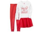 Carters Little Girls 2 Piece Snug Fit Cotton PJs Tutu Merry Bright Red 2T