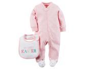 Carters Baby Clothing Outfit Girls Easter Sleep Play Set Pink 6M