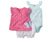 Carters Baby Clothing Outfit Girls 3 Piece Bodysuit Diaper Cover Set Butterfly Dot Pink 9M