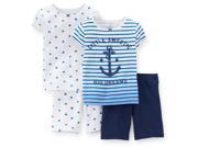 Carters Baby Clothing Outfit Girls 4 Piece Snug Fit Cotton PJs Little Sweetie Blue 6M