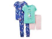 Carters Little Girls Toddler Clothing Outfit 4 Piece Snug Fit Cotton PJs Sunshine Blue 4T