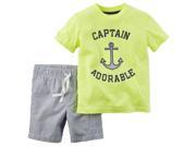 Carters Little Boys 2 Piece Neon Tee Short Set Captain Adorable Yellow 2T