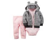 Carters Baby Clothing Outfit Girls 3 Piece Fleece Cardigan Set Pink Animal Print 12M