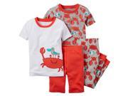 Carters Baby Clothing Outfit Boys 4 Piece Snug Fit Cotton PJs Crab Print Red 9M