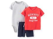 Carter s Baby Clothing Outfit Boys 3pc Bodysuit Tee Shorts Set nb Red Draft Pick