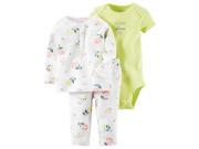 Carters Baby Clothing Outfit Girls 3 Piece Bodysuit Pant Set Floral Yellow 9M