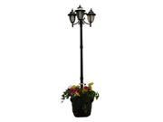 7 ft 85 in Tall Solar Lamp Post and Planter 3 Heads White Amber LEDs Black