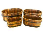 Wood Oval Planters Burnished Planters for Garden or Patio Set of Four