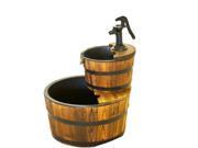 Wood Barrel with Pump Outdoor Water Fountain Medium Garden Water Fountain
