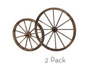 2 Pack Steel rimmed Wooden Wagon Wheels 1pc 24 in 1pc 36 in Wall Decor