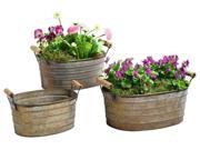 Metal Planter Tubs with Wooden Handles Set of Three