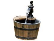 Wood Barrel with Pump Patio Water Fountain Small Garden Water Fountain