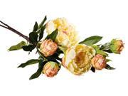 Artificial Yellow and Pink Peonies with Open and Closed Buds Set of Two