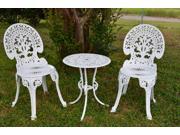 Angel White Garden Bistro Set Table and Two Chairs for Yard 3 Pieces
