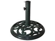 18 in Round Cast Iron Swirl Patio Umbrella Base – Verdigris Green