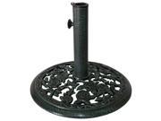 18 in Round Cast Iron Rosette Patio Umbrella Base – Verdigris Green