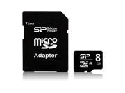 8GB Silicon Power microSD Memory Card SDHC Class 4 w SD adapter SP008GBSTH004V10SP