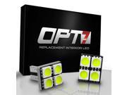2 Pack OPT7® Advanced Bright LEDs T10 194 168 Flat 4 SMD Red Light Car Interior