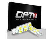4 Pack OPT7® Advanced Bright LEDs T10 194 168 Flat 6 SMD White Light Car Interior