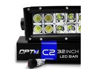 OPT7 C2 Series 32 Off Road CREE LED Light Bar and Harness Flood Spot Auxiliary Lamp Combo 14000 Lumen