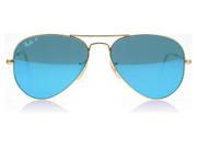 New RAY BAN Auth Sunglasses RB 3025 112 4L Gold Blue Mirror POLARIZED Aviator 58