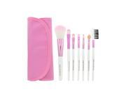 Podofo 7 pcs Professional Soft Cosmetic Toiletry Kit Wool Brand Makeup Brush Kit Set Pouch Bag Case Pink