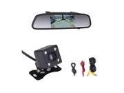 Rear View Kit 4.3 Mirror Monitor Waterproof Reverse Car Backup Camera Black