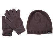 Emporio Armani EA7 women s beanie hat with gloves brown