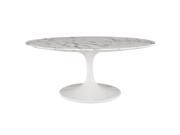 Modway Furniture Lippa 42 Oval Shaped Marble Coffee Table White EEI 1140 WHI