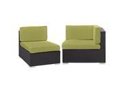 Convene Corner and Middle Outdoor Patio Sectional Set in Espresso Peridot