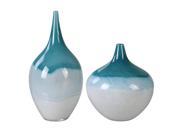 Uttermost Carla Teal White Vases S 2
