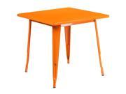 31.5 Inches Square Orange Metal Indoor Table