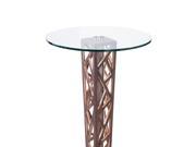 Armen Living Crystal Bar Table with Walnut Veneer column and Brushed Stainless S