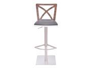 Armen Living Pisa Barstool in Brushed Stainless Steel finish with Grey Pu uphols