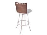 Armen Living Coco 26 Barstool in Brushed Steel finish with Grey Fabric upholste