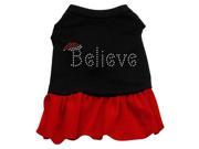 Believe Rhinestone Dog Dress Black with Red Extra Small