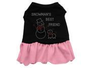 Snowman s Best Friend Rhinestone Dog Dress Black with Pink Large