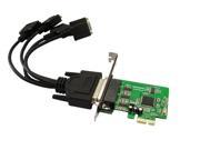 4 Serial Ports PCI e Controller Card w Fan out Cable Low Profile Bracket