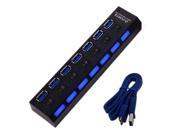 Tekit 7 Port USB 3.0 HUB High Speed USB3.0 HUB with Individual Power Switches and LEDs