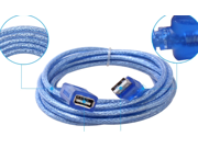 DTECH CU0033 10 Foot USB 2.0 A Male to A Female Extension Cable Blue