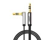 3.5mm Auxiliary Stereo Audio Jack to Jack Cable 90 Degree Right Angle for Apple iPhone iPod iPad Samsung Smartphones Tablets and Speakers 24K Gold Plated M