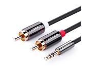 3.5mm Male to 2RCA Male Auxiliary Stereo Y Splitter Audio Cable with Tiny and Metal Connector 2m