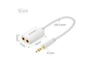 Premium Slim 3.5mm Male to 2 x 3.5mm Female Stereo Splitter Cable Car Stereo Auxiliary Cable Gold Plated Compatible for Smartphones Tablets MP3 Players White