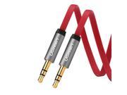 3.5mm Male to Male AUX audio extension cable 3.5mm Auxiliary Audio Flat Design Cable Compatible for iPhone iPad or Smartphones Tablets Media Players Red
